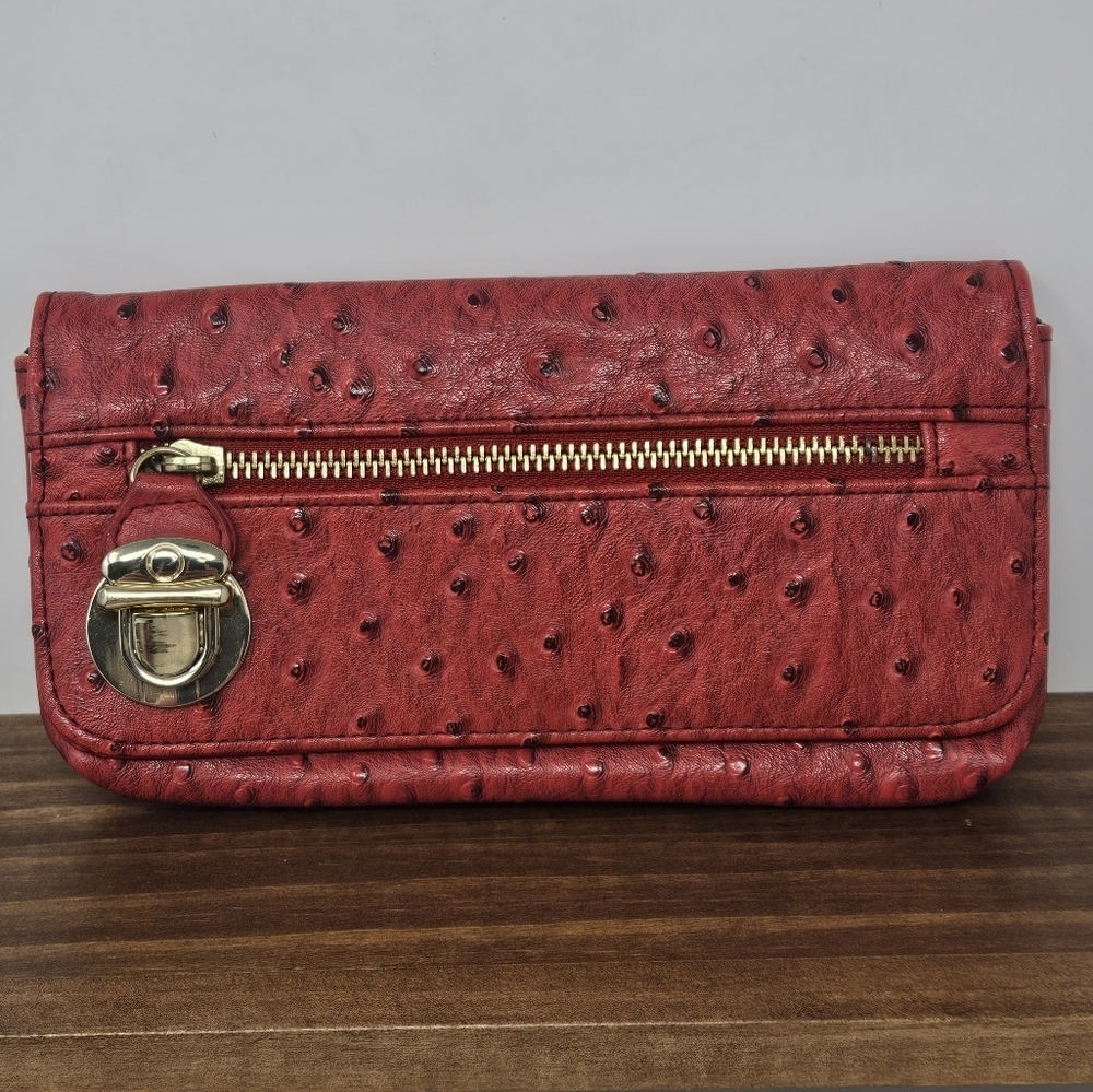 Steve Madden red Ostrich print wallet